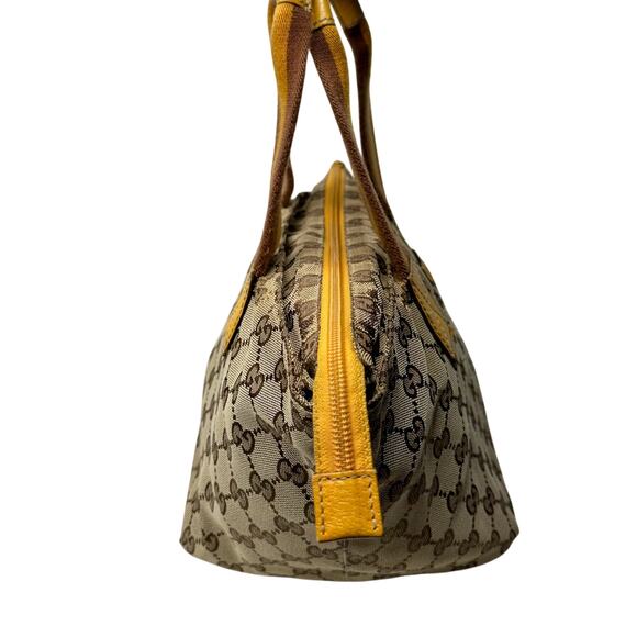 Gucci GG Canvas Web Sherry Line Tote Bag - Yellow & Brown Handle - Picture 2 of 16